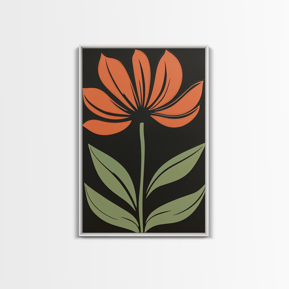 Boho Floral Print Wall Decor, Framed Canvas Print, Modern Art Boho Minimalist Wall Decor