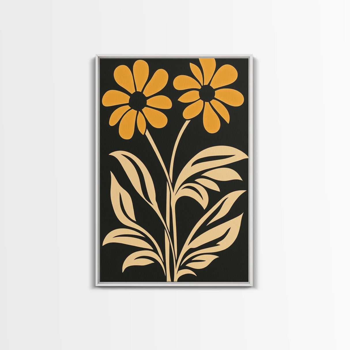 Minimalist Framed Canvas Print Wall Art Botanical Print Flower Wall Art Floral Orange Flower Art Boho Modern Farmhouse Home Decor