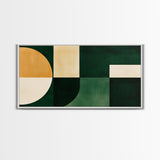 Geometric Patterns Mid-Century Modern Abstract Wall Art Canvas Print, Beautiful Emerald Green Wall Art