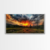 Sunset Over Texas Framed Canvas Print, Photography Style Wall Art, Beautiful Landscape Art