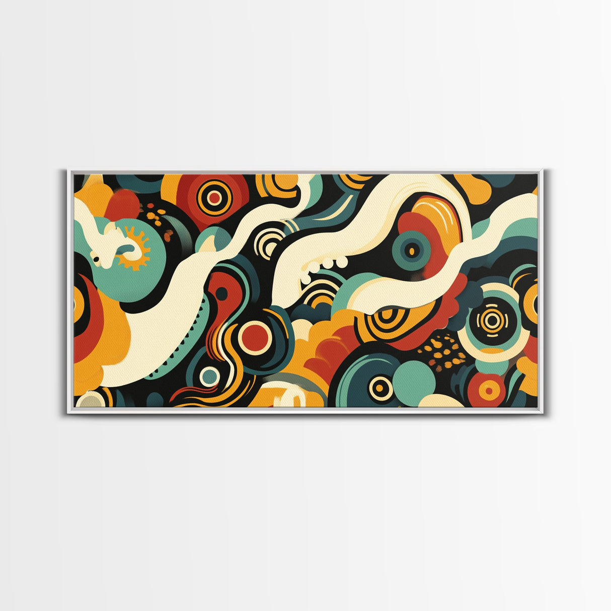 Surrealist Abstract Art, Framed Canvas Print, Kitsch Decor, Boho Style Eclectic Home Decor