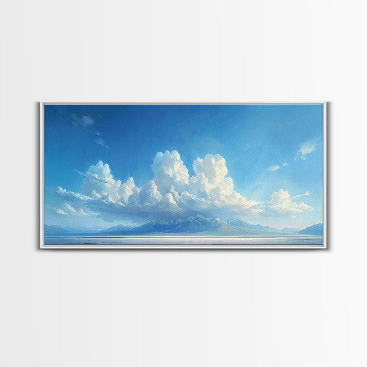 The Salt Flats, Framed Canvas Print, Panoramic Oil Painting Print, Beautiful Home Decor, Living Room Wall Art