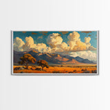 Home On The Mountains Framed Canvas Print, Southwestern Wall Art, Beautiful Home Decor For Above Sofa Or Couch, Rustic Farmhouse Art