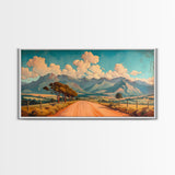 Nevada Desert Dirt Road Framed Canvas Print, Nature Print, Minimalist Wall Art, Life In The Desert, Rustic Farmhouse Above Sofa Wall Art