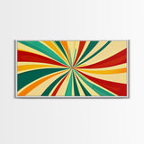 Large Colorful Abstract Print Painting With Yellow, Turquoise and Red Streaks, MCM Style Decor, 1950s Style Atomic Age Art