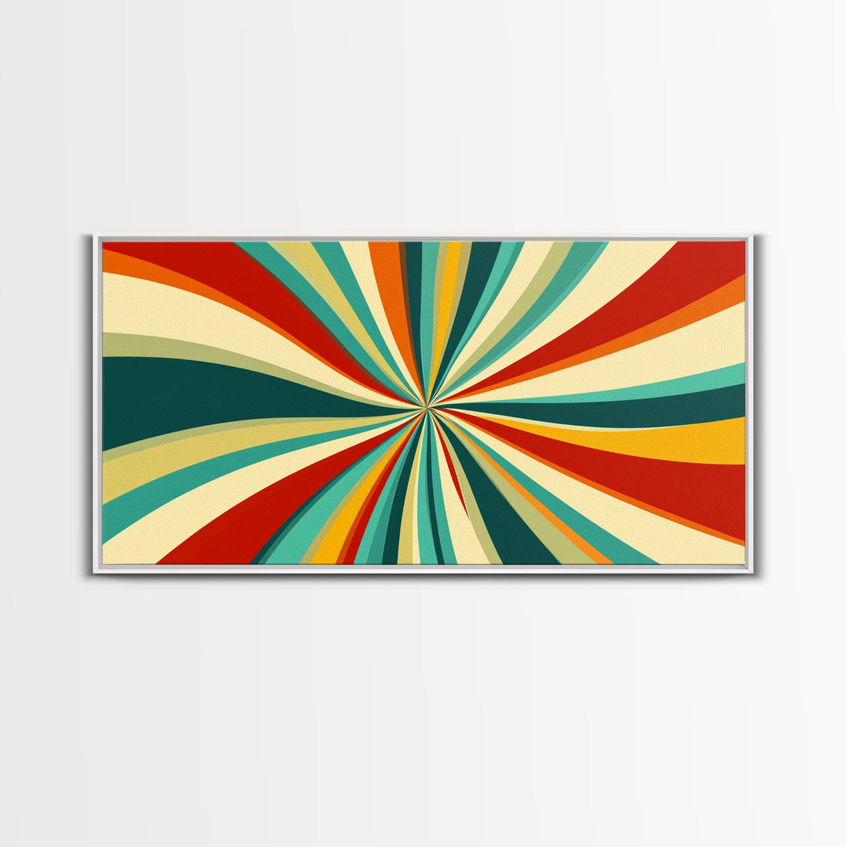 Horizontal Vertical Wall Art Framed Canvas Print, Mid-Century Modern Abstract Spiral Art, Retro Minimalist Pastel Wall Art