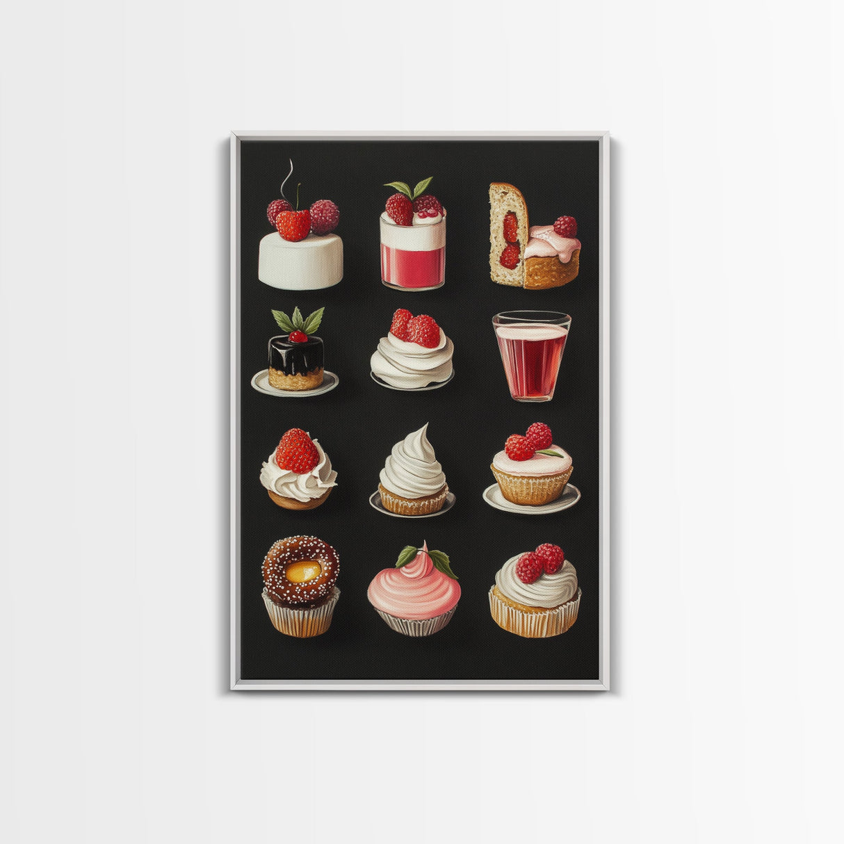 Kawaii Dessert Painting Print, Kitchen Home Decor, Kitchen Wall Art, Minimalist Dining Room Decor, Kawaii Wall Art, Cute Kitchen Decor