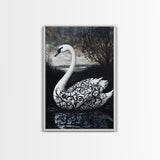 Elegant Gothic Swan Canvas Print | Framed Swan Poster Canvas | Wildlife Decor, animal prints, Swan Painting, Rustic Home Decor, Living Room Art