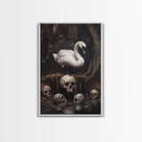 The Black Swan, Gothic Dark Macabre Wall Art, Dark Swan Decor, Halloween Canvas Print, Halloween Decor, Dark Academia Wall Art