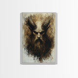 Portrait of a Demon, Framed Canvas Print, Dark Macabre Wall Art