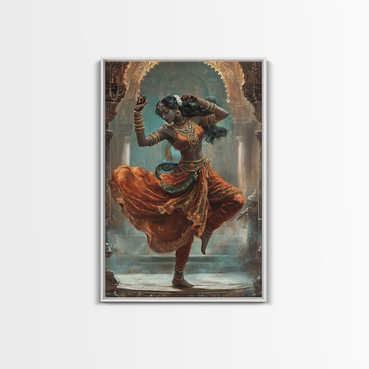 Portrait of Krishna Framed Canvas Print, Krishna Wall Art, Krishna Painting
