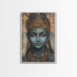 Madhubani Wall Art, Framed Canvas Print, Madhubani Style Decor, Madhubani Painting, Krishna Art
