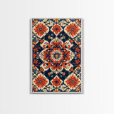 Floral Pattern Wall Art, Mexican Tile Pattern Framed Canvas Print, Chicano Art, Textile Inspired Wall Art, Southwestern Pueblo Style Art