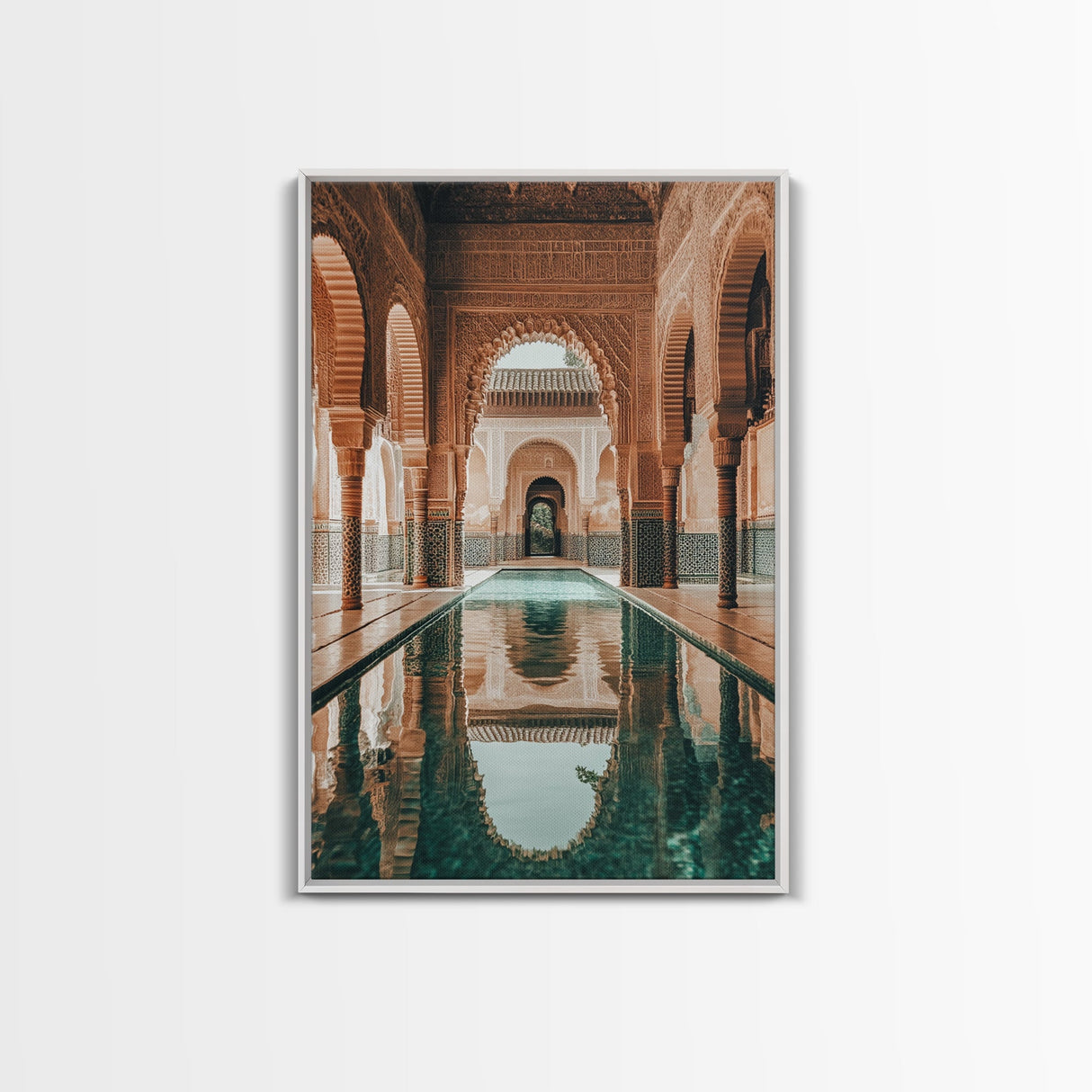Reflection Pool Framed Canvas Print, Moroccon Wall Art