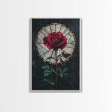 Rose Painting Print, Wood Framed Canvas Print, Beautiful Rose Painting Abstract Wall Art, Minimalist Floral Decor, Flowers Print, Floral Wall Art