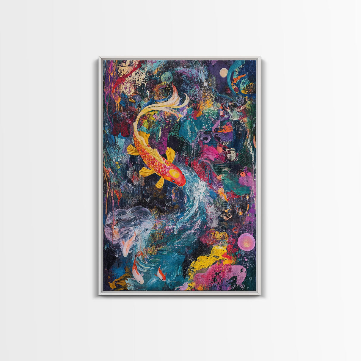 Abstract Koi Fish Painting Print, Wabi Sabi Home Decor, Gift Idea, Housewarming Gift Idea, Colorful Koi Fish Art Print