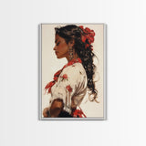 Mexican Art Canvas Print, Romantic Wall Art, Latino Art, Mexicano Wall Art, Tejano Decor, Chicano Painting Wall Art