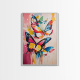 Preppy Butterflies Canvas Print, Dorm Room Decor, Oil Painting of Butterflies, Butterfly Wall Art, Butterfly Painting