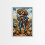 Skeleton Mariachi Chicano Art Canvas Print, Mexicano Wall Art, Tejano Wall Art, Mexicano Style Painting