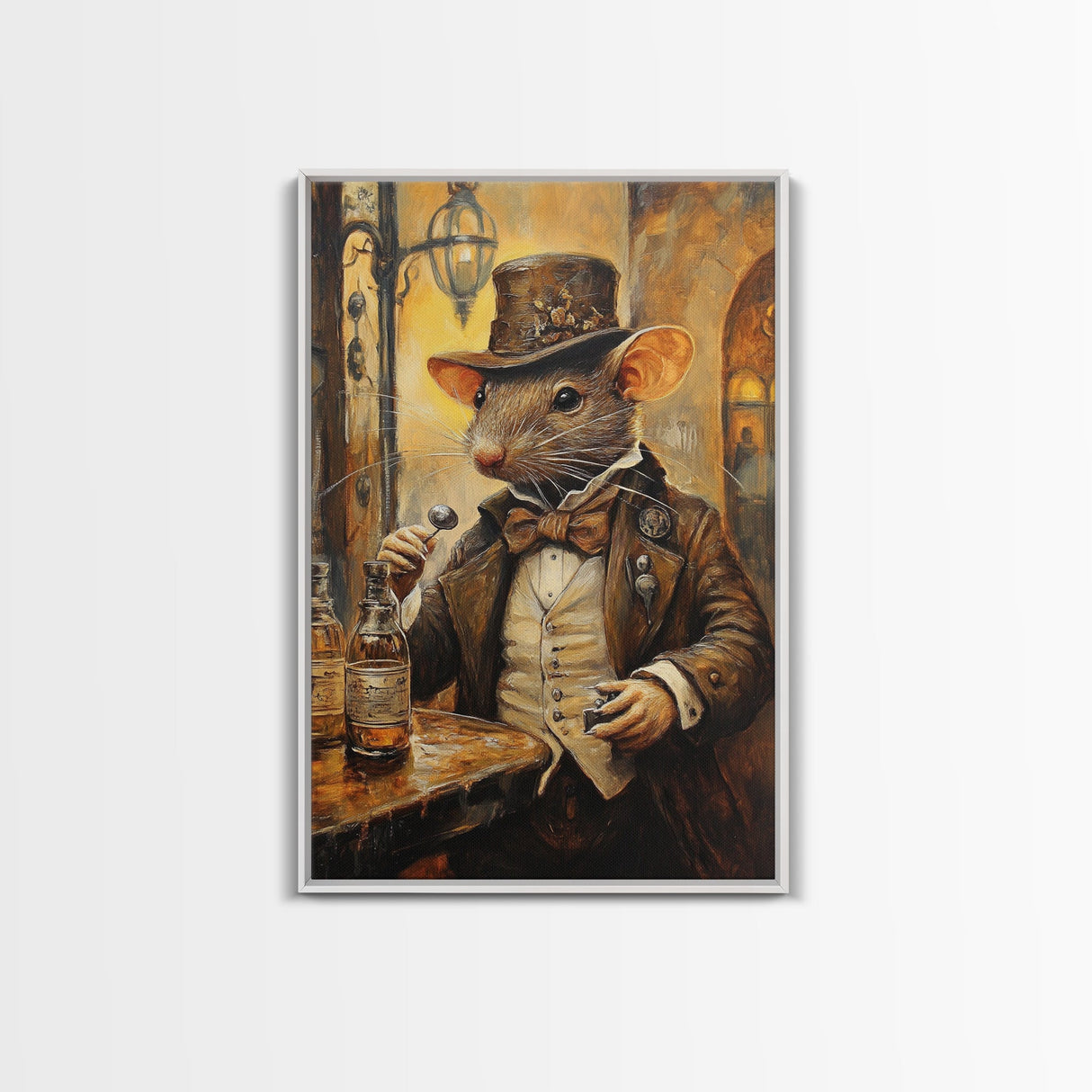 Dapper Rat Gentleman Canvas Print, Wood Framed Wall Art, Rat Painting, Rat Decor, Rat Lover Gift Idea