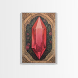 Ruby Painting Print, Framed Canvas Print, Gemstones Wall Art, Precious Stone Painting, Red Gem, Ruby Painting, Antique Minerals Art