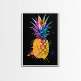 Retro Pineapple Painting Print, Framed Canvas Print, Kitchen or Dining Room Wall Art, Retro Home Decor, Pineapple Painting