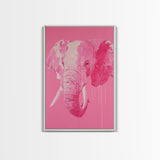 Preppy Elephant Painting Print, Trendy Wall Art, Animal Print, Framed Canvas Print, Wood Framed Art, Dorm Decor, Apartment Art