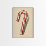 Christmas Wall Art - Candy Cane Sketch - Framed Canvas Print - Candy Cane Decor - Christmas Home Decor