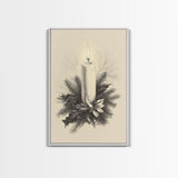 Boho Christmas Candle Canvas Print - Framed Canvas - Minimalist Christmas Art - Boho Christmas Art - Rustic Christmas Art
