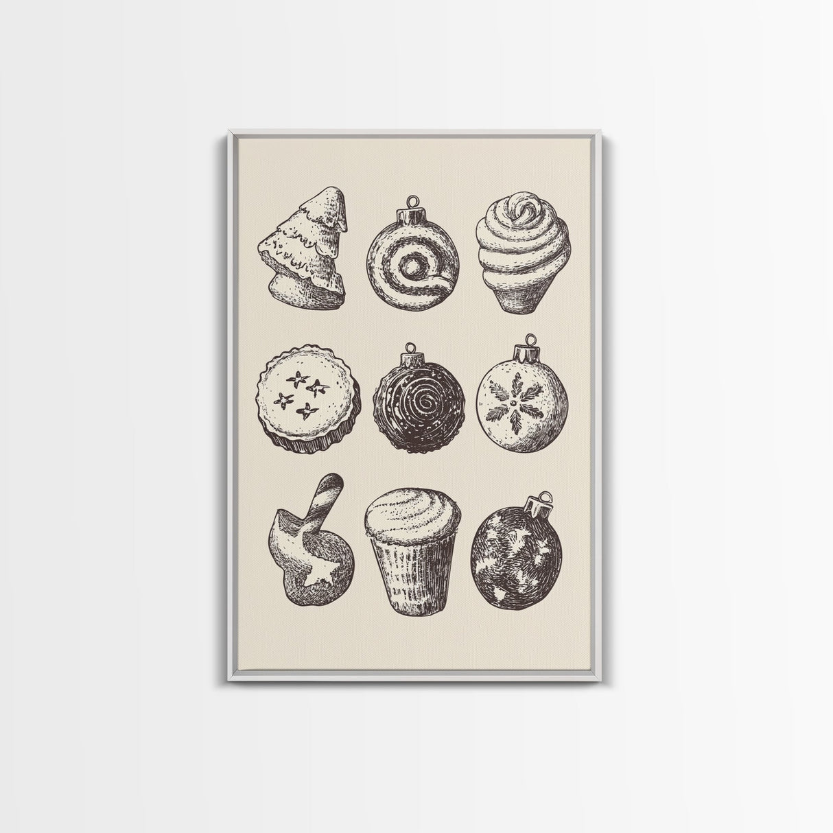Rustic Boho Christmas Cookies Canvas Print - Framed Canvas - Minimalist Christmas Art - Boho Christmas Art - Rustic Christmas Art