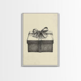 Sketch of A Christmas Gift Canvas Print - Framed Canvas - Minimalist Christmas Art - Boho Christmas Art - Rustic Christmas Art