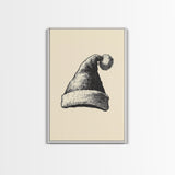 Sketch of Santa's Hat Canvas Print - Framed Canvas - Minimalist Christmas Art - Boho Christmas Art - Rustic Christmas Art