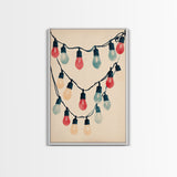 Sketch of Christmas Lights Canvas Print - Framed Canvas - Minimalist Christmas Art - Boho Christmas Art - Rustic Christmas Art