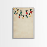 Drawing of Retro Christmas Lights Canvas Print - Framed Canvas - Minimalist Christmas Art - Boho Christmas Art - Rustic Christmas Art