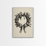 Sketch of a Christmas Wreath Canvas Print - Framed Canvas - Minimalist Christmas Art - Boho Christmas Art - Rustic Christmas Art