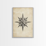 Sketch Of The North Star Canvas Print - Framed Canvas - Minimalist Christmas Art - Boho Christmas Art - Rustic Christmas Art