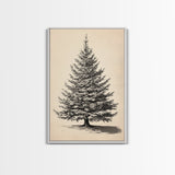 Sketch of a Christmas Tree Canvas Print - Framed Canvas - Minimalist Christmas Art - Boho Christmas Art - Rustic Christmas Art