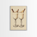 Retro Eggnogg Canvas Print - Framed Canvas - Minimalist Christmas Art - Boho Christmas Art - Rustic Christmas Art