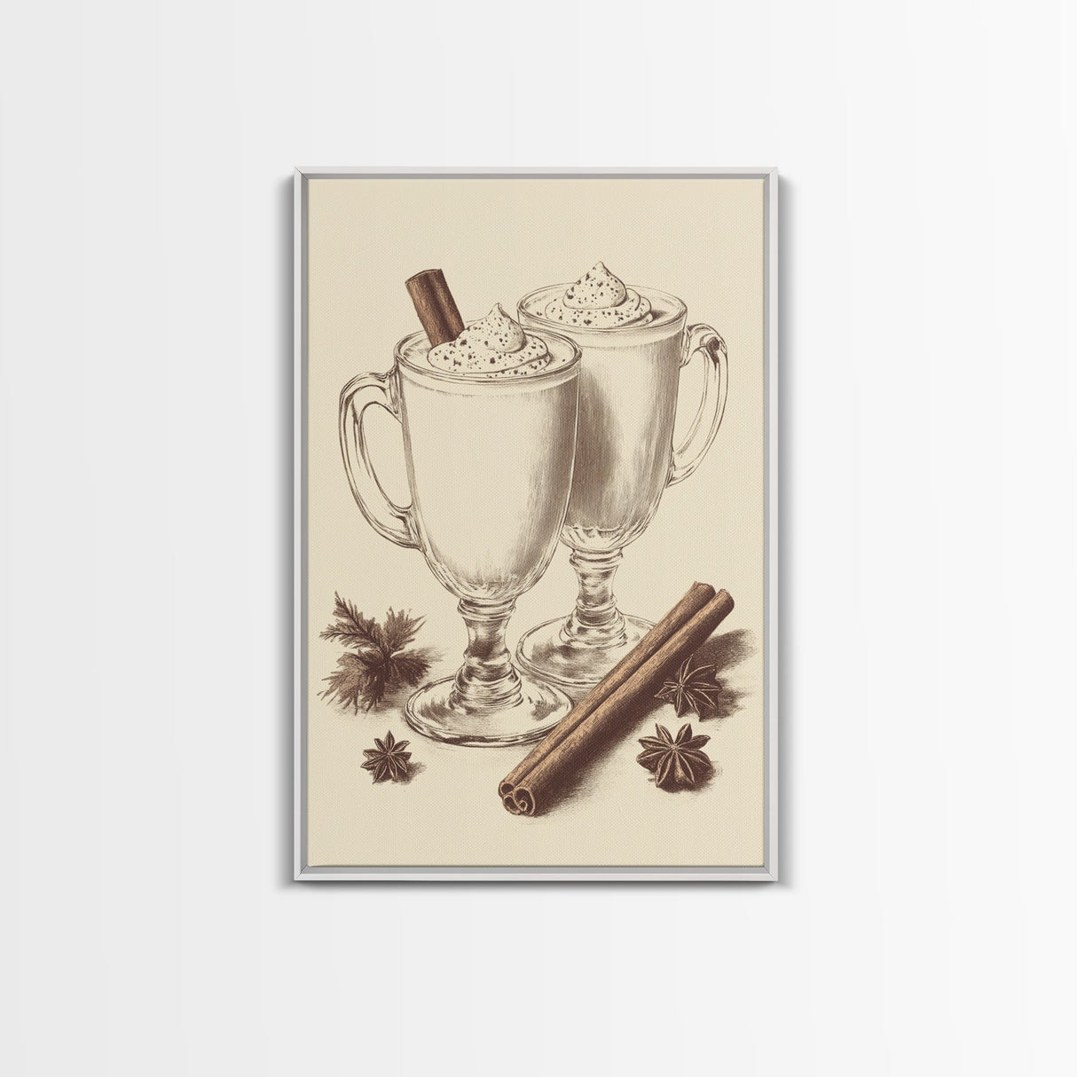 Vinage Egg Nog Canvas Print - Framed Canvas - Minimalist Christmas Art - Boho Christmas Art - Rustic Christmas Art