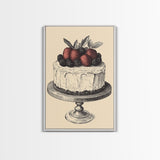Kitchen Wall Art, Cake Painting Still Life Framed Canvas Print, Dining Room Wall Artt