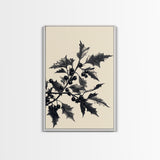 Vintage Holly Branch Canvas Print - Framed Canvas - Minimalist Christmas Art - Boho Christmas Art - Rustic Christmas Art