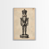 Retro Nutcracker Canvas Print - Framed Canvas - Minimalist Christmas Art - Boho Christmas Art - Rustic Christmas Art