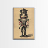 Christmas Nutcracker Canvas Print - Framed Canvas - Minimalist Christmas Art - Boho Christmas Art - Rustic Christmas Art