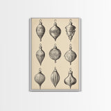 Christmas Ornaments Canvas Print - Framed Canvas - Minimalist Christmas Art - Boho Christmas Art - Rustic Christmas Art