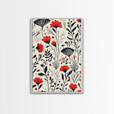Botanical / Floral Print Wall Art Framed Canvas Print Midcentury Modern Wall Art Home Decor Boho Minimalist Ready To Hang Large Art