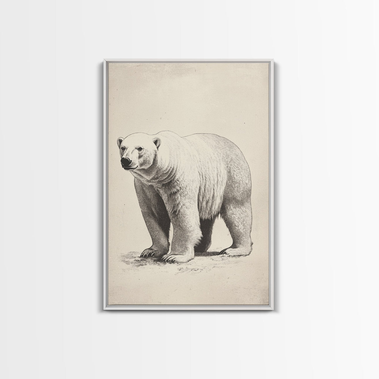 Polar Bear Canvas Print - Framed Canvas - Minimalist Christmas Art - Boho Christmas Art - Rustic Christmas Art
