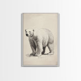 Polar Bear Canvas Print - Framed Canvas - Minimalist Christmas Art - Boho Christmas Art - Rustic Christmas Art