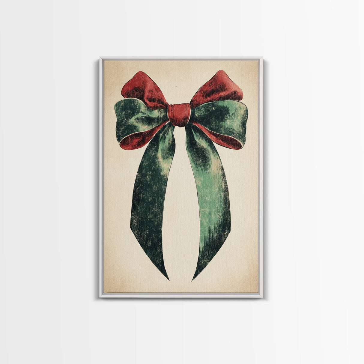 Gift Bow Canvas Print - Framed Canvas - Minimalist Christmas Art - Boho Christmas Art - Rustic Christmas Art