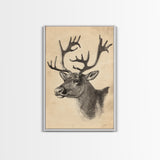 Christmas Reindeer Canvas Print - Framed Canvas - Minimalist Christmas Art - Boho Christmas Art - Rustic Christmas Art