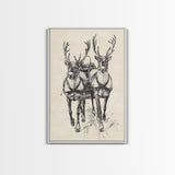 Santa's Sleigh Canvas Print - Framed Canvas - Minimalist Christmas Art - Boho Christmas Art - Rustic Christmas Art